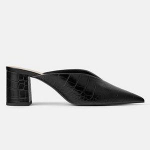 Zara Shoes | Zara Trafaluc Croc Embossed Pointed Toe Mule